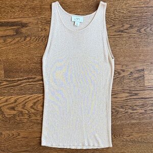 LOFT Women's Shimmery Gold Cream Ribbed Tank
